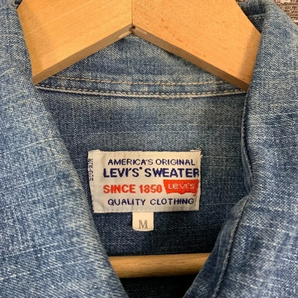 Vtg 80s Levis Denim Shirt Medium America Original Sweater Tag Trailerworld Promo